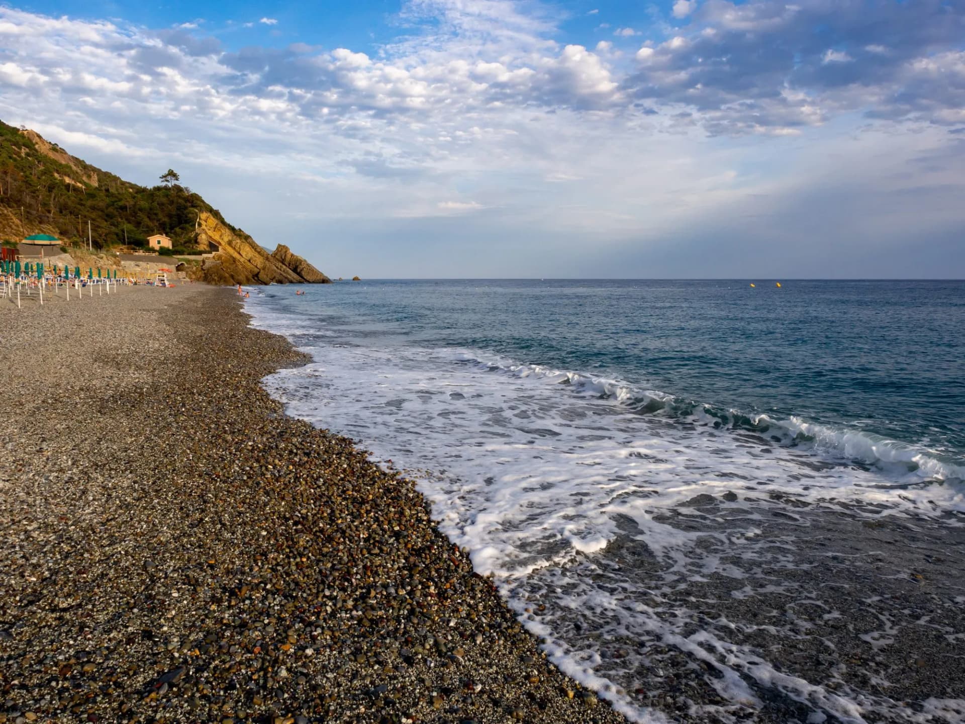 Beach in Deiva Marina on ligurian coast, Italy