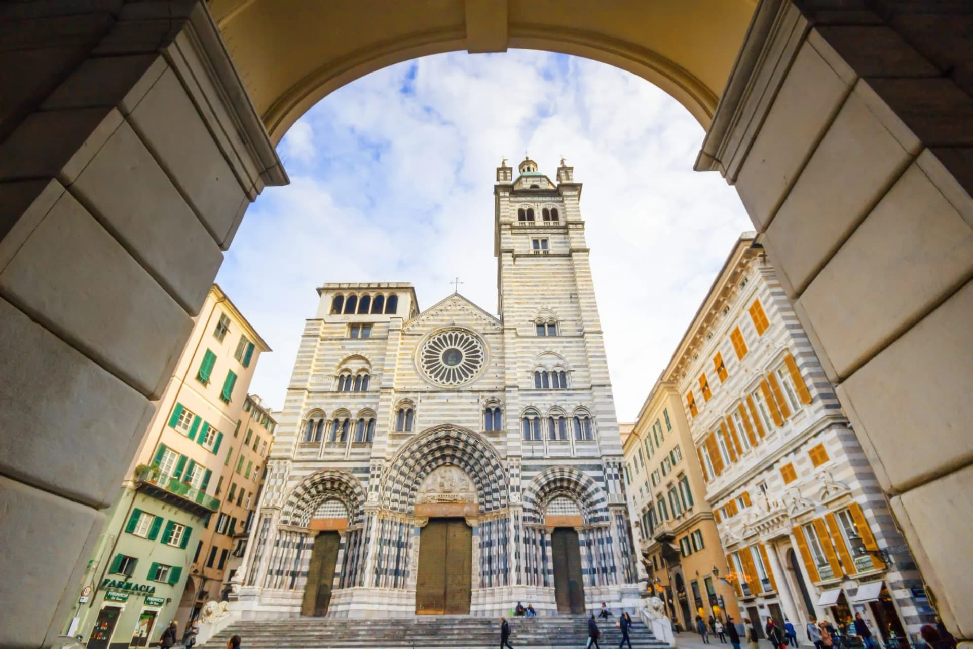 Cathedral and famous in the city center in Genoa Italy, Cattedrale di San Lorenzo