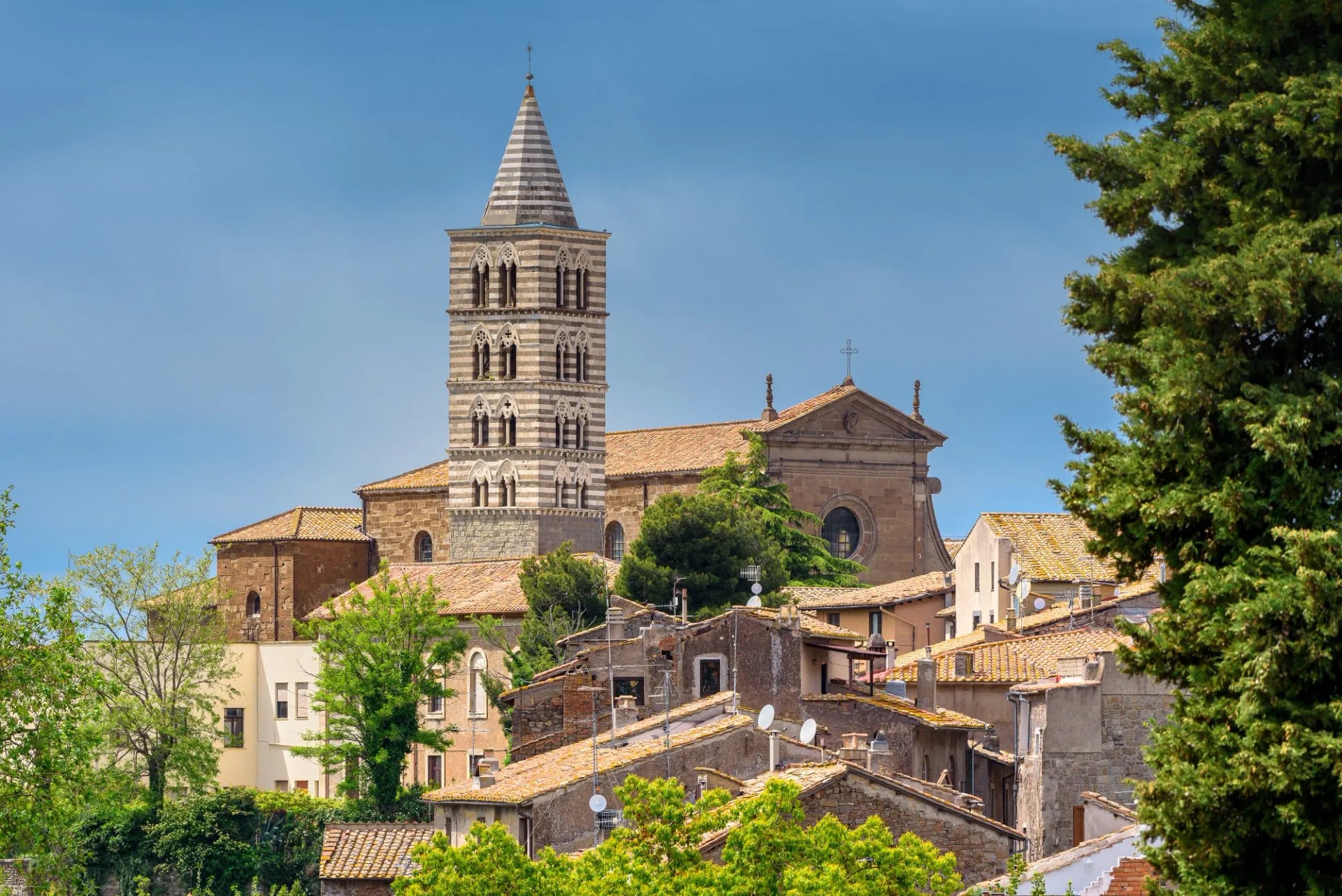 Amazing landscape with town Viterbo in Italy