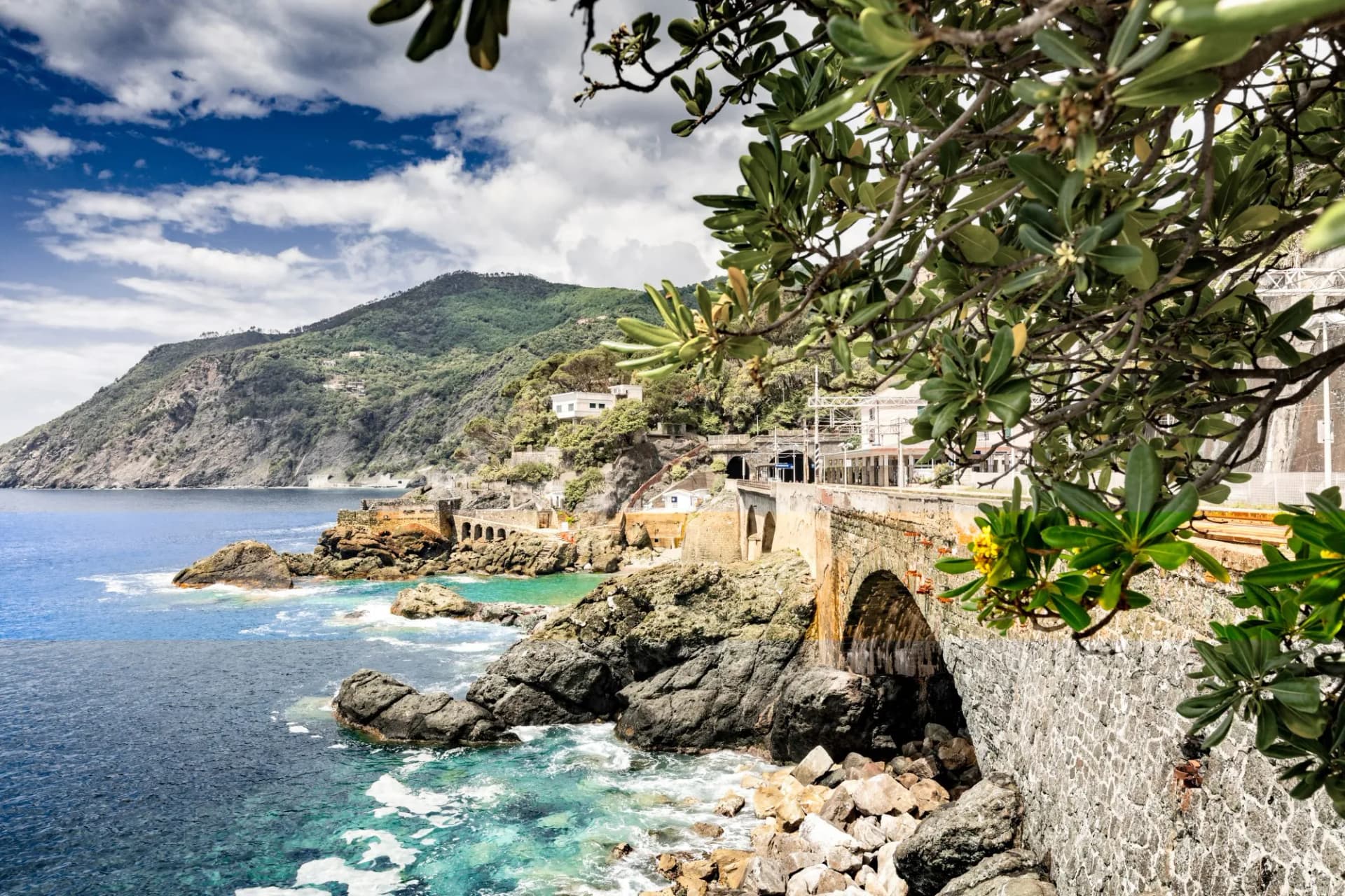 coastal view on Framura a small municipality in the Province of La Spezia in the Italian region Liguria; Framura, Italy