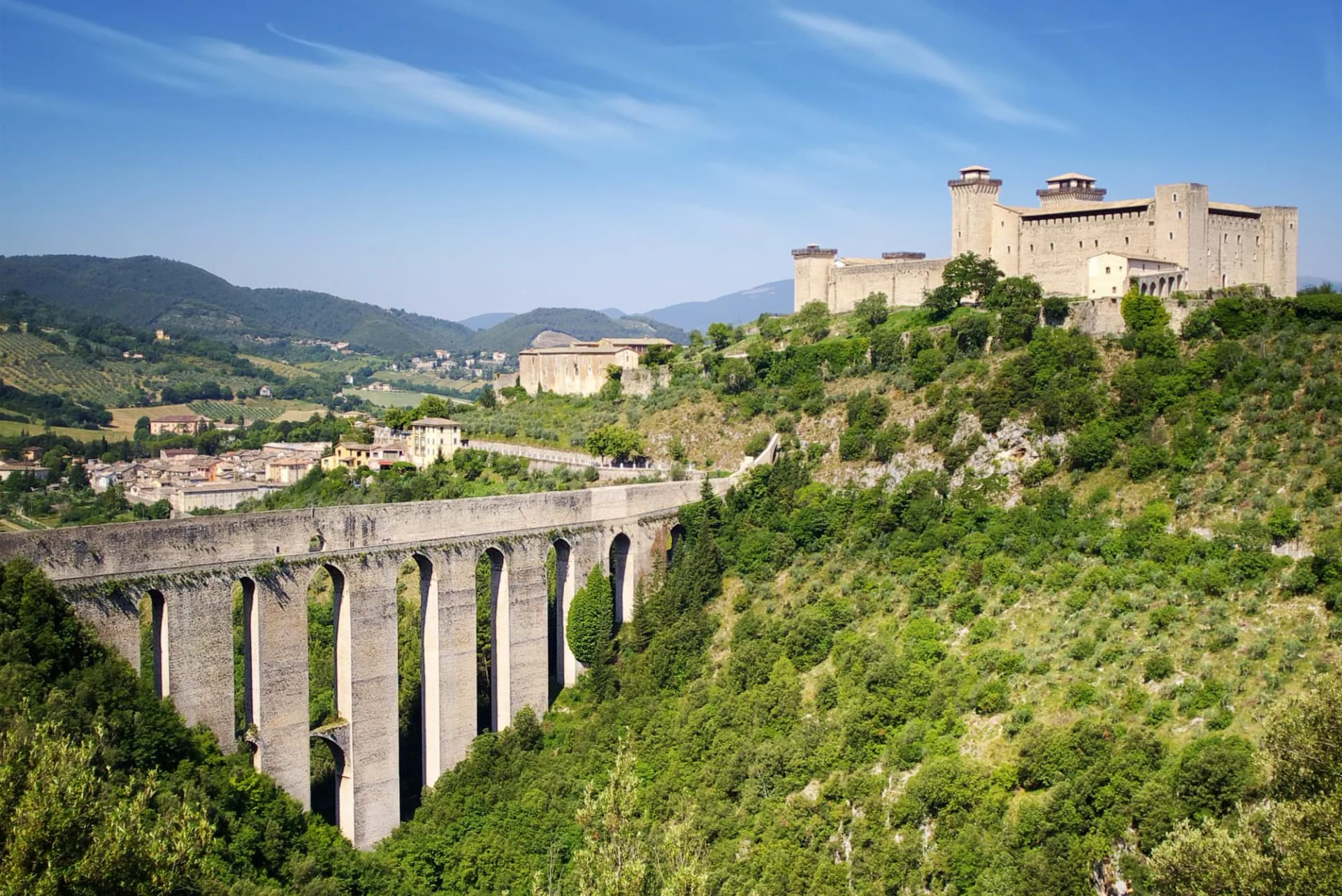 Aqueduct in Spoleto, Ponte delle Torri Umbria, Italy