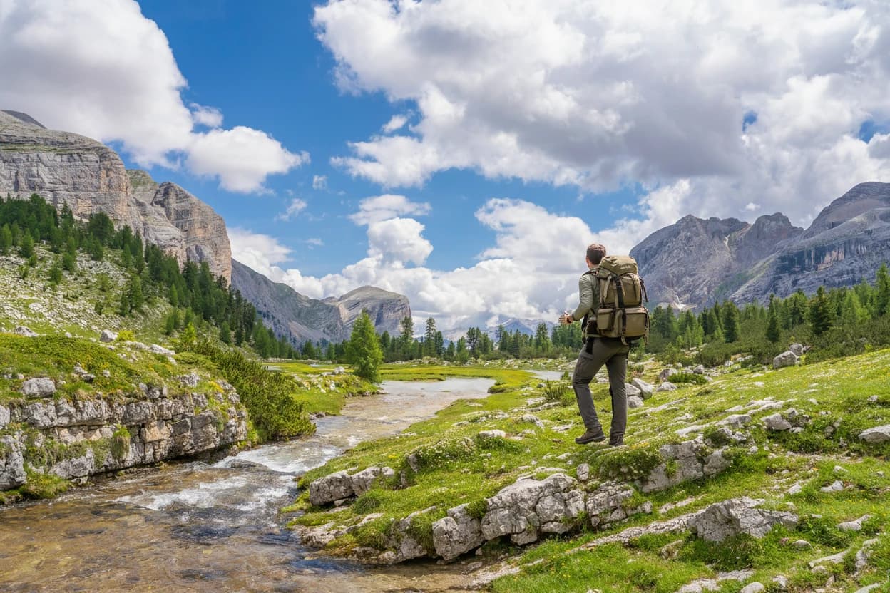 breathtaking mountain landscape in The Fanes-Sennes-Braies Nature Park of the Alta Badia Dolomites, South Tyrol, Italy