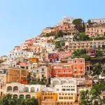 Colourful tiered italian houses in positano