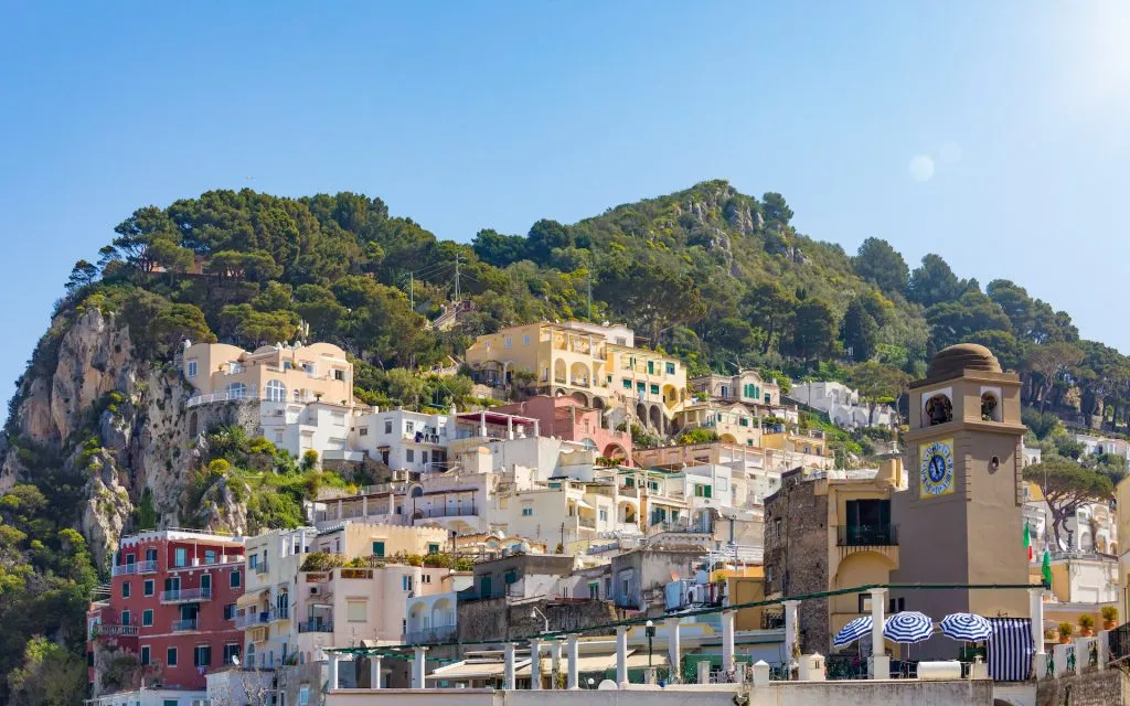 Daylight view of district near piazza umberto known as la piazzetta capri island